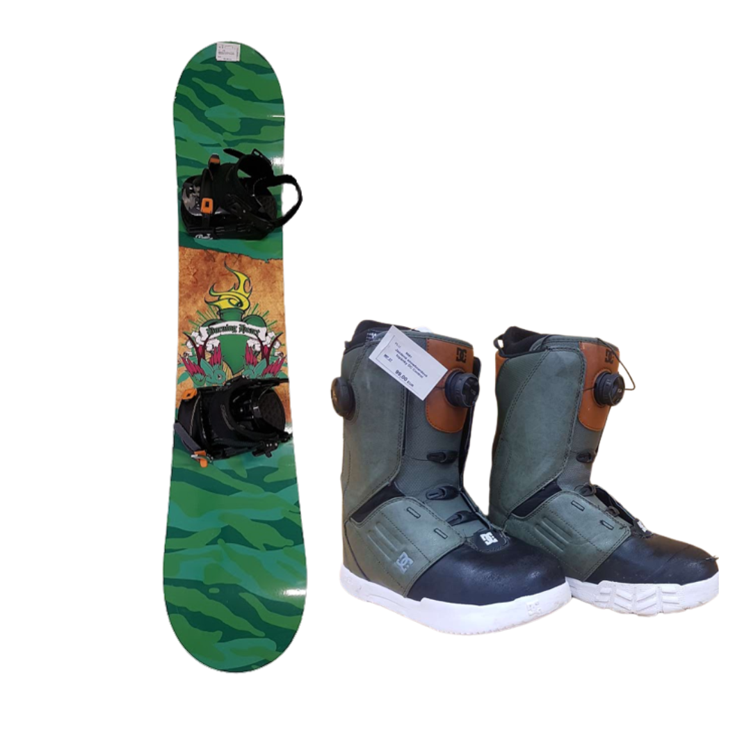 Bazárový snowboard PALE BURNING HEART SW green-c + snowboardové boty DC Control 